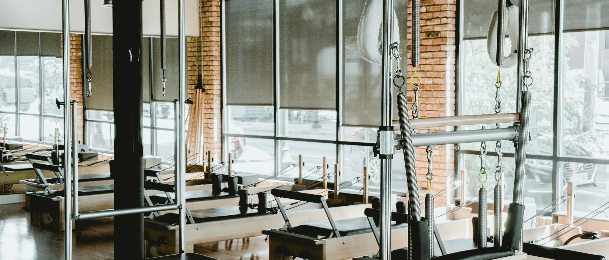 A studio with machines along the window wall