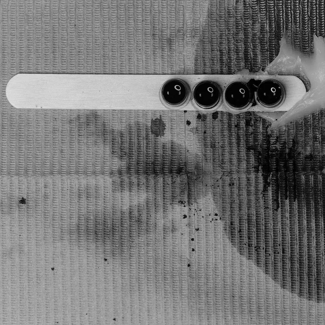 A paint mark on a surface, close up
